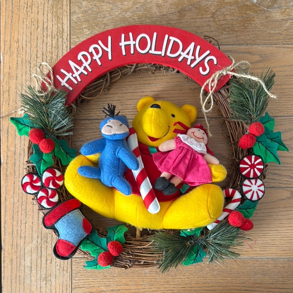 Disney Holiday Wreath with Red and Yellow Accents
